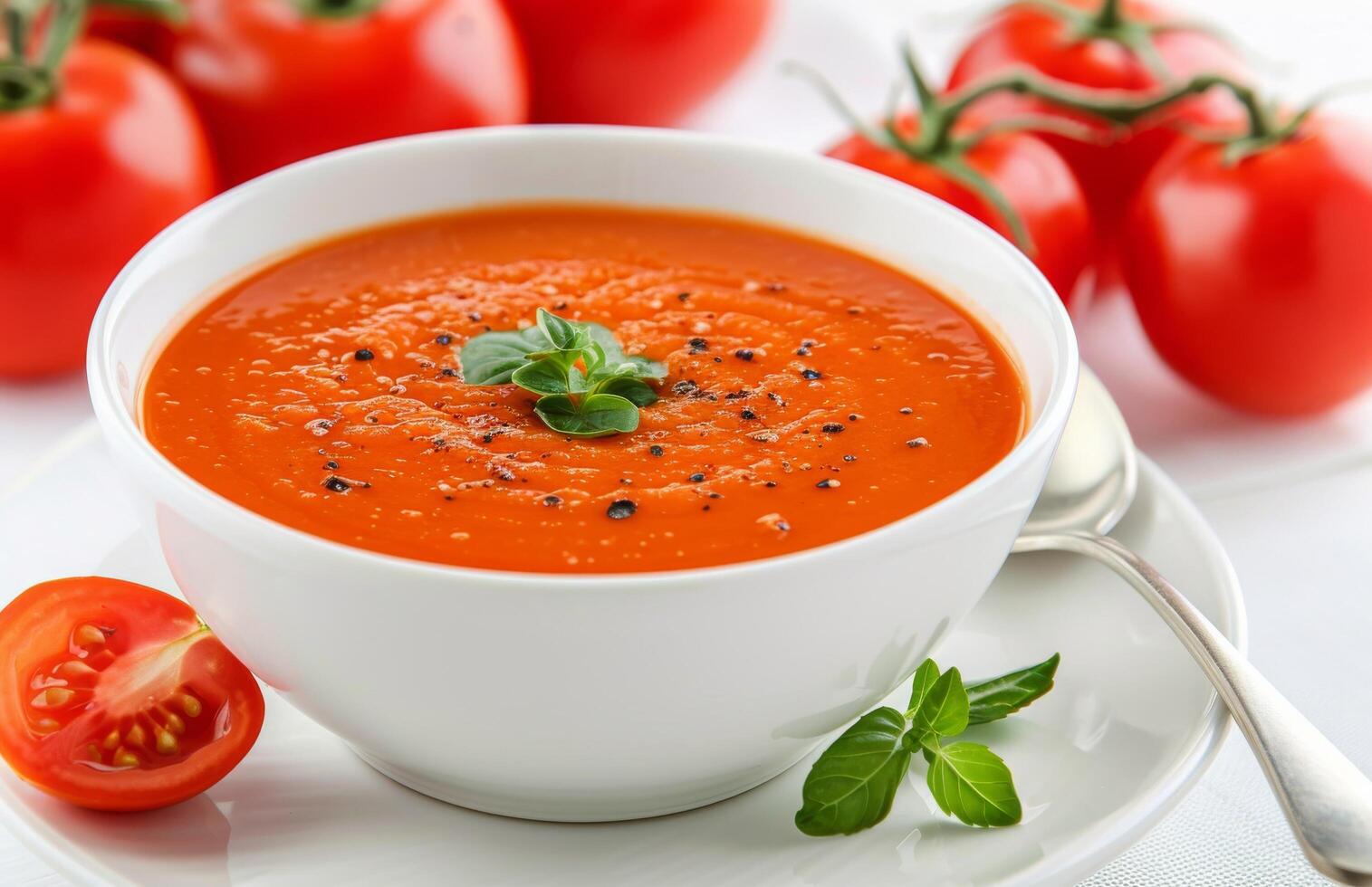Tomato Soup With Basil and Tomatoes photo