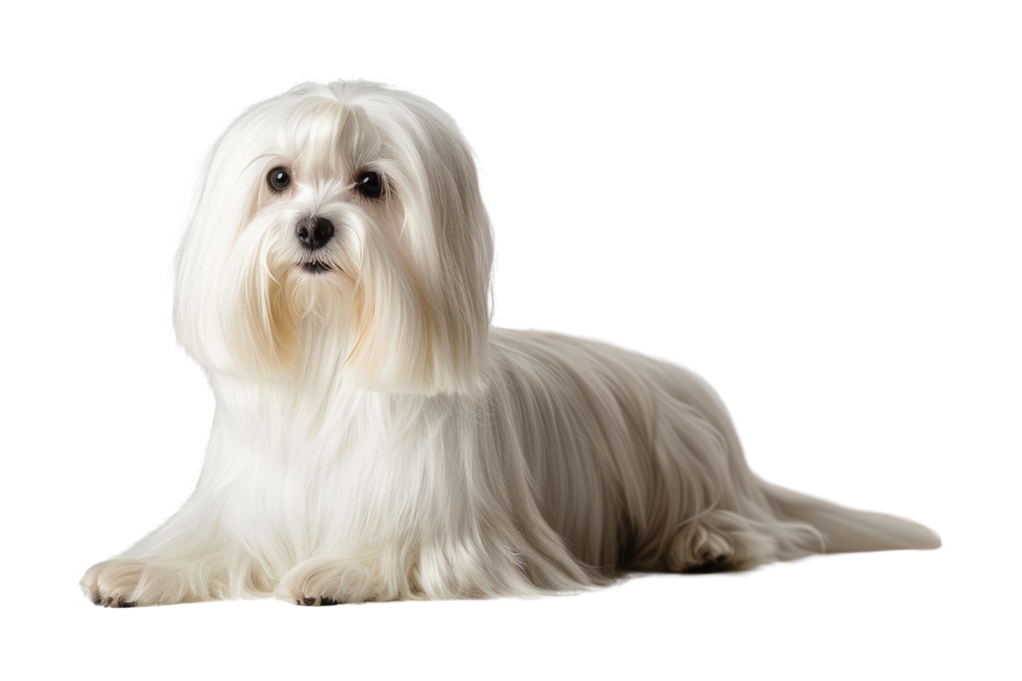 Adorable White Maltese Dog Lying Down png
