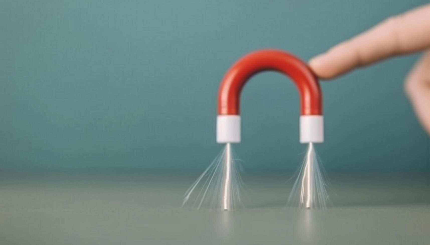 Hand Holding Magnet With Sparks photo