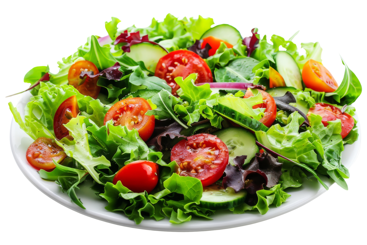 Fresh Salad with Tomatoes, Cucumbers, and Lettuce png