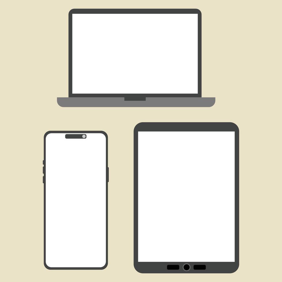 smartphone, laptop and tablet frame mockup templates vector