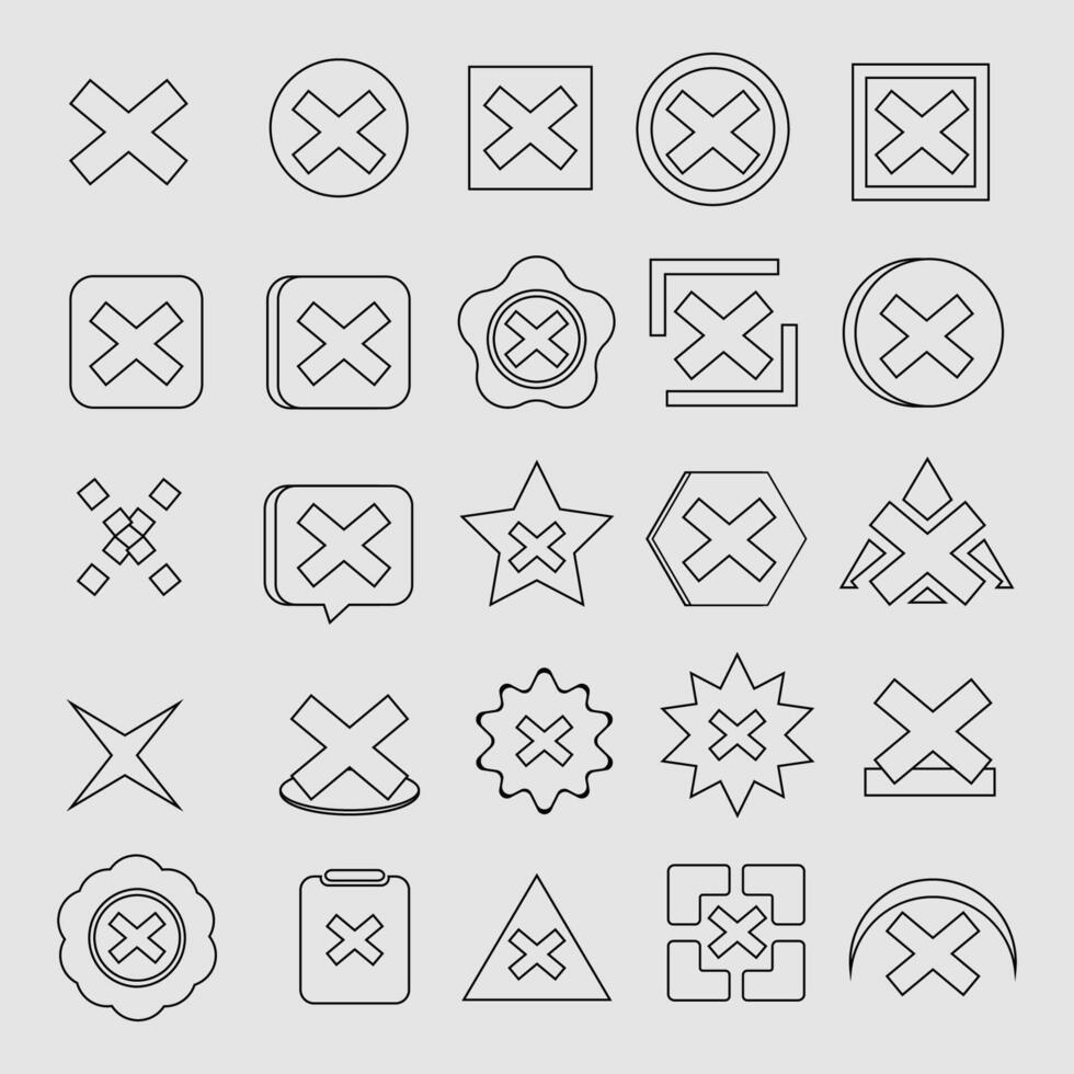 collection of cross sign icon sketches vector