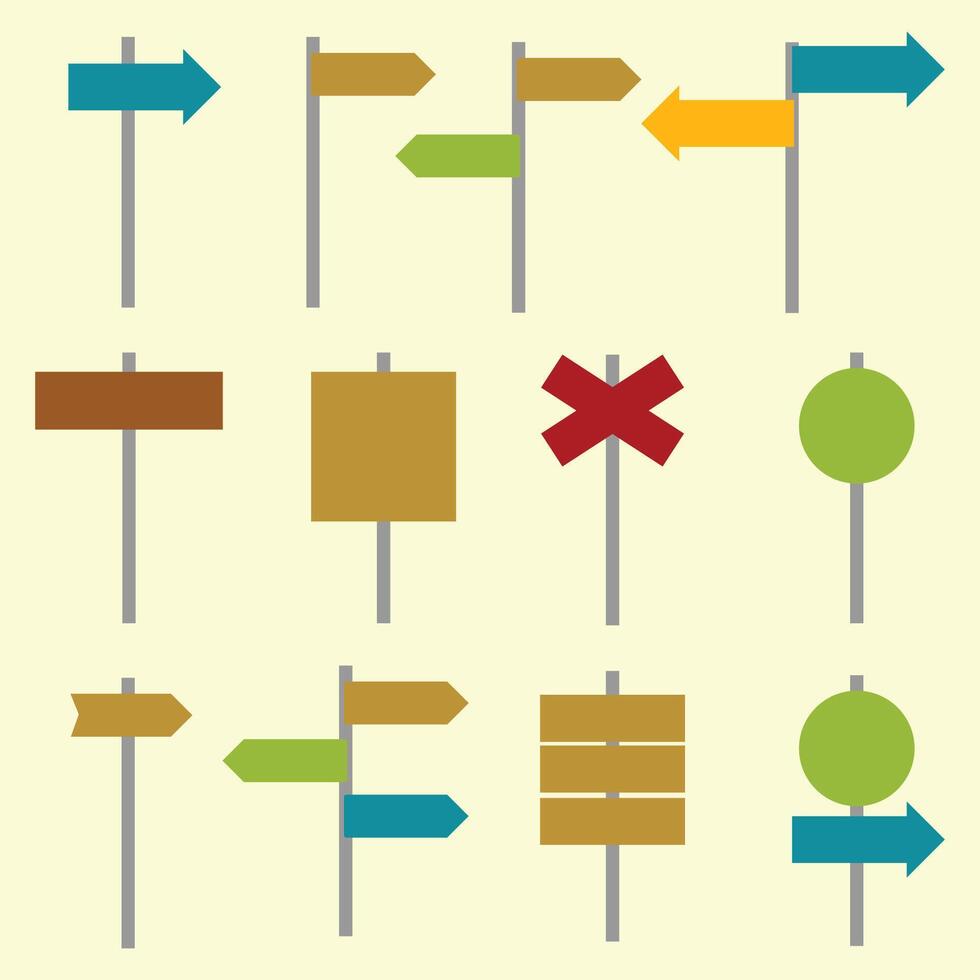 collection of direction post signs vector