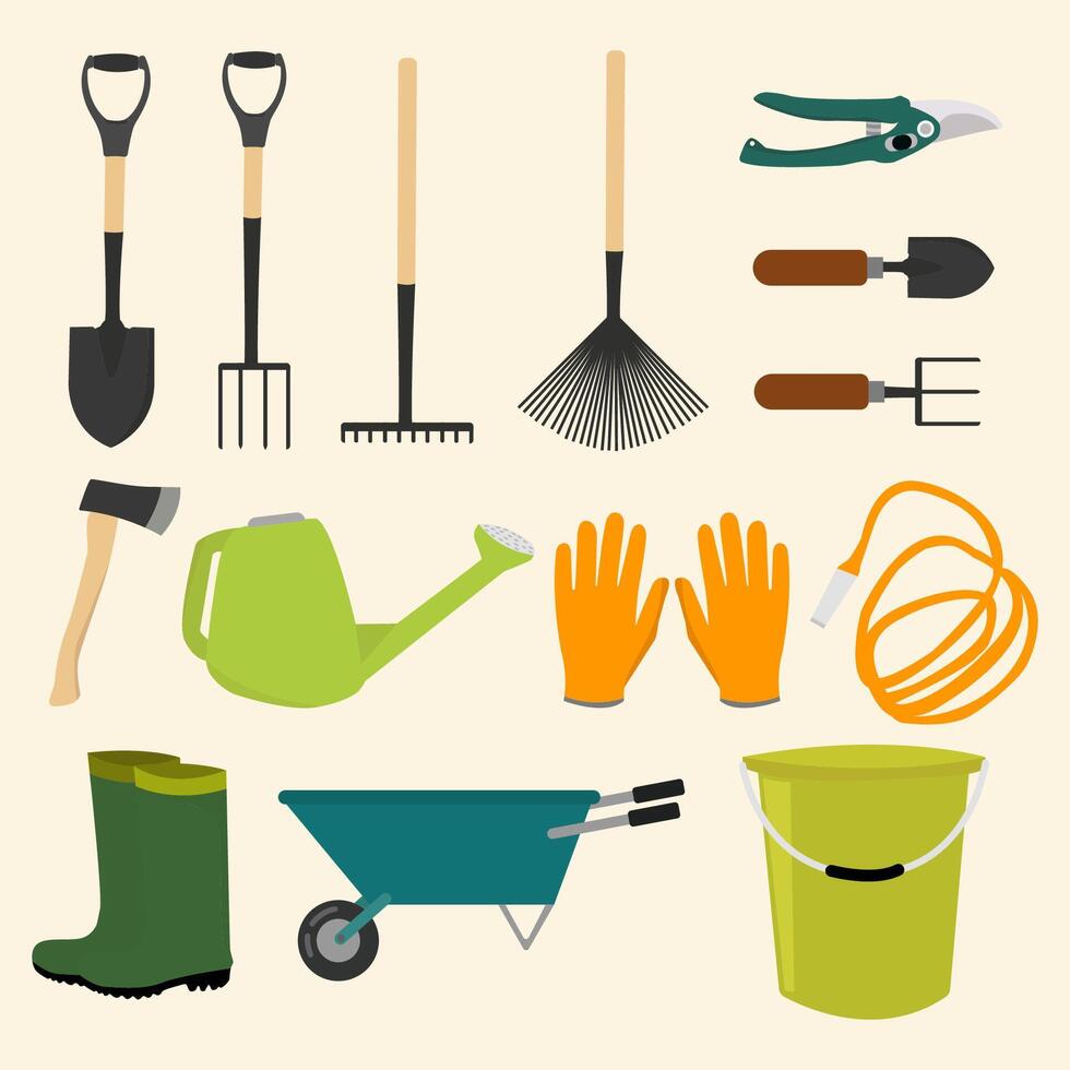 set agricultural tools vector