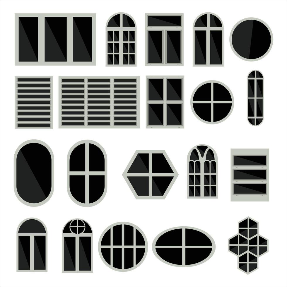 collection of windows with different shapes vector