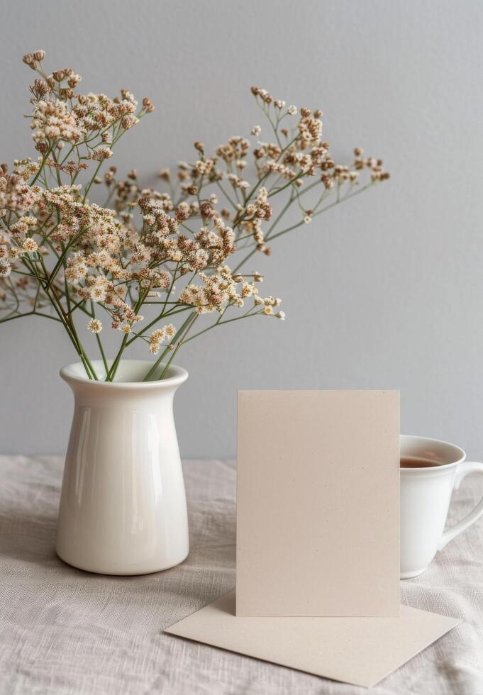 Blank Card With Flowers photo