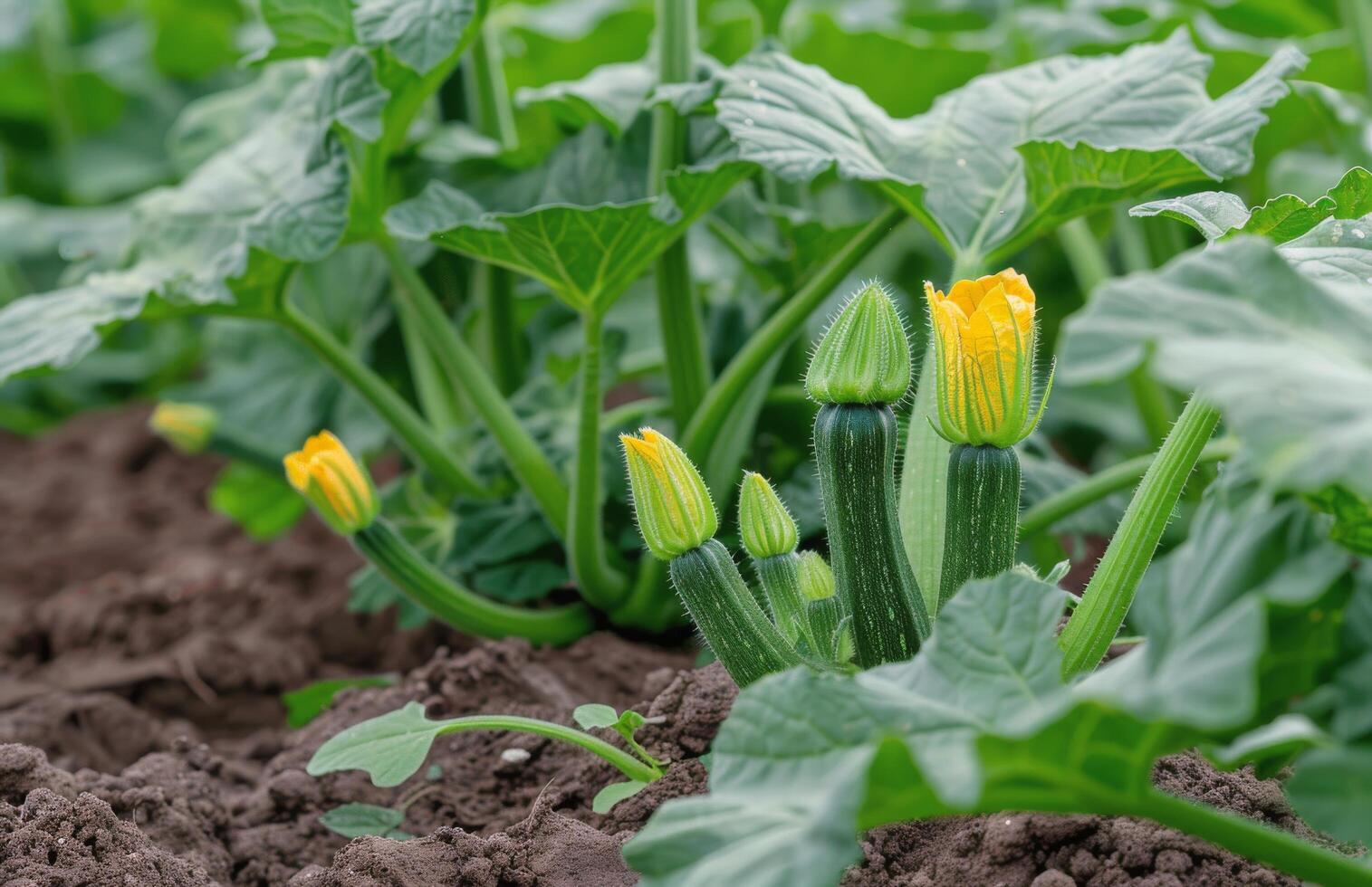Zucchini Blossoms in a Garden photo