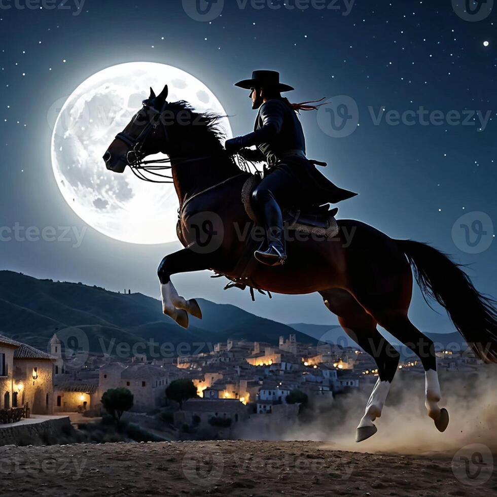 horse jumping at night photo