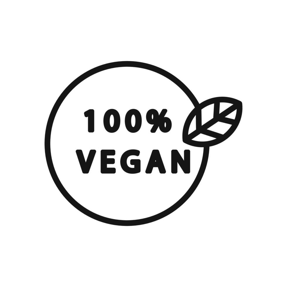 100 percent vegan icon linear graphics set vector