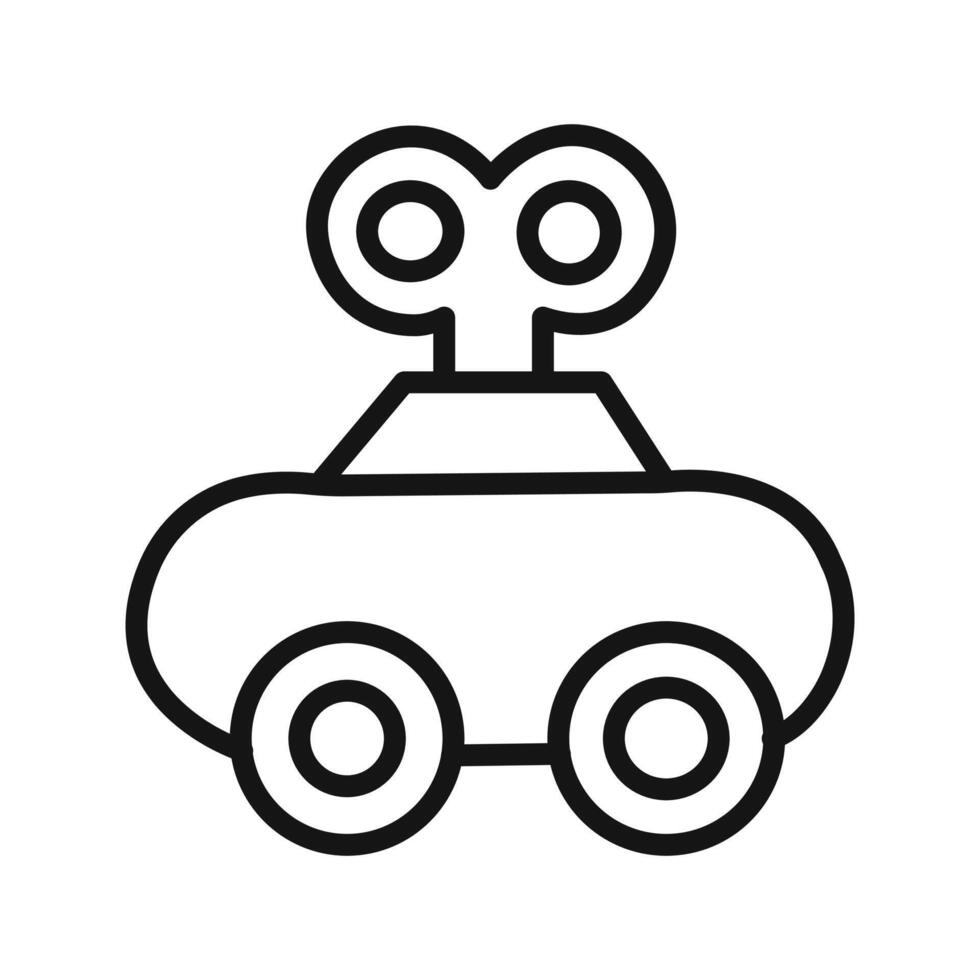 Clockwork car toy icon linear graphics set vector