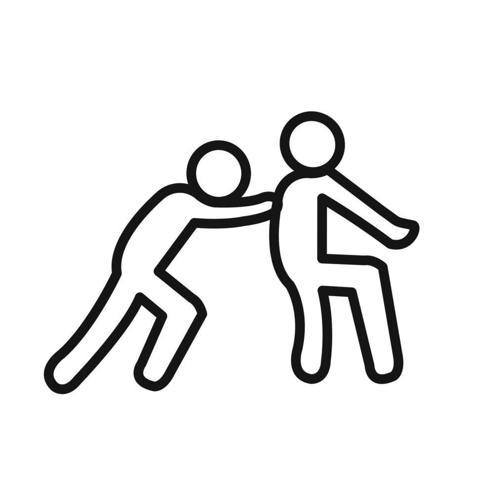Man pushing another person icon linear graphics set vector