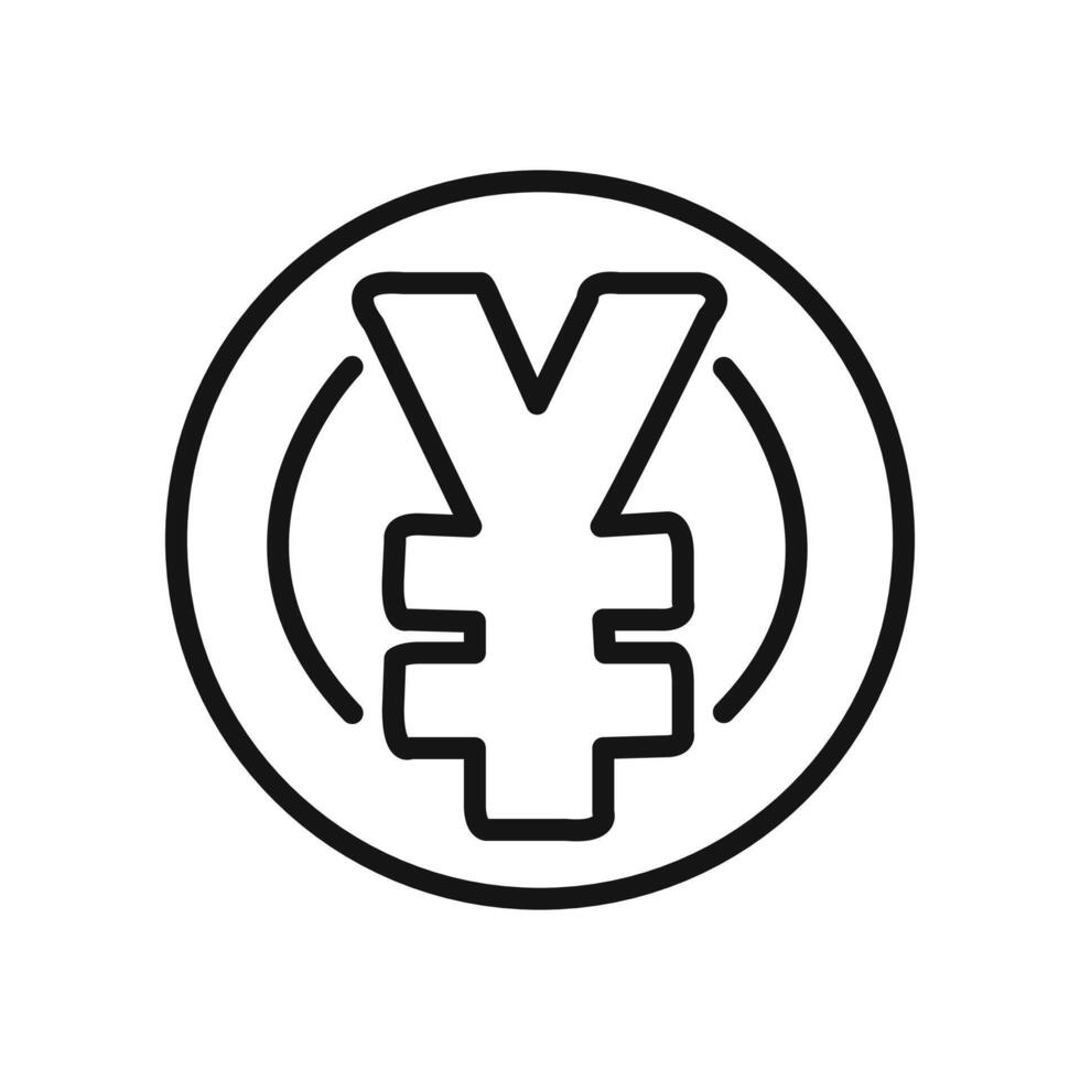 Yen sign icon linear graphics set vector
