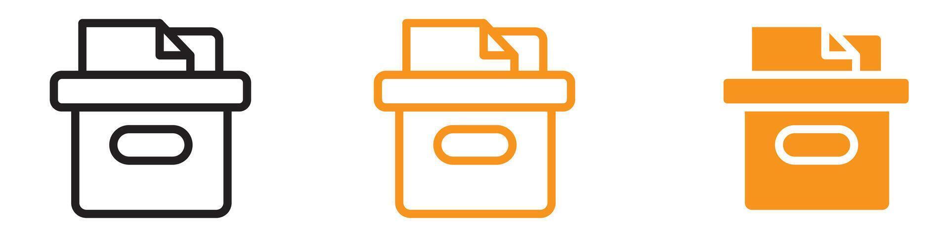 Document Archival Box Icon for Office Organization vector