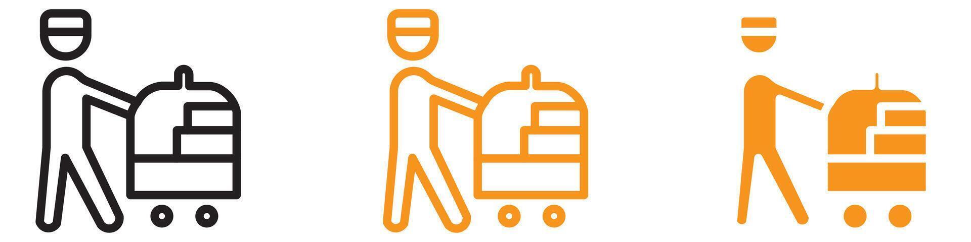 Bellboy with Luggage Cart Icon for Hotel Services vector