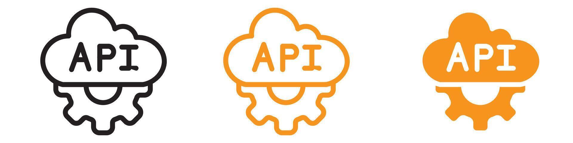 Cloud API Icon Illustrating Cloud Computing Technologies, API Integration Services, and Data Storage Solutions for IT Companies vector