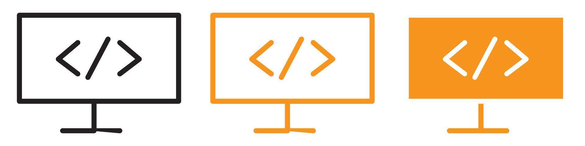 Coding Icon Illustrating Software Development, Programming Tutorials, and Coding Bootcamps for Aspiring Developers and IT Professionals vector