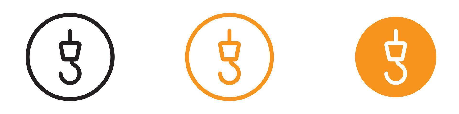 Crane Hook Icon Illustrating Construction Site Equipment, Heavy Machinery Operations, and Industrial Lifting Solutions for Builders and Engineers vector