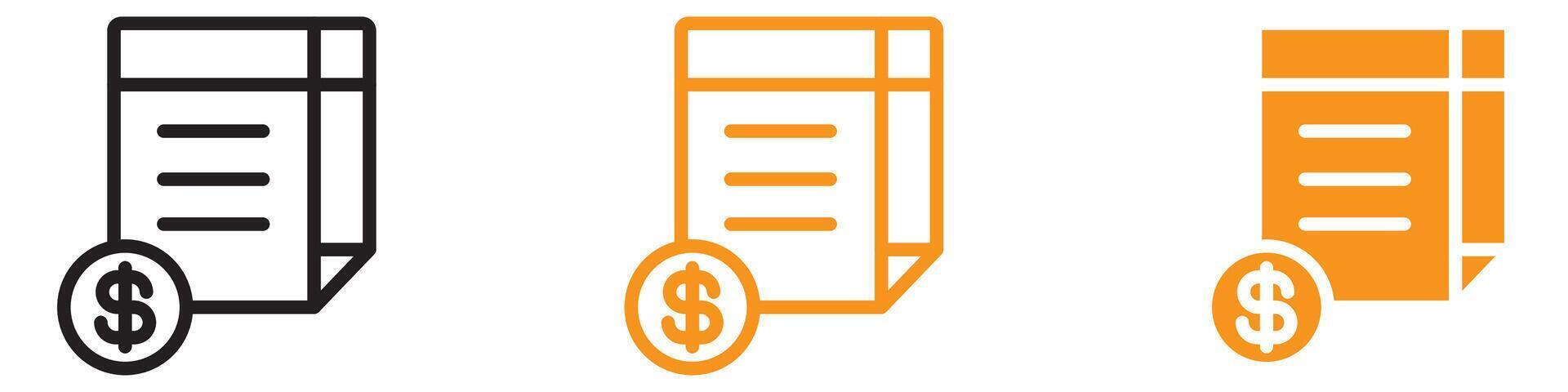 Detailed Invoice Document Icon for Finance and Business Graphics Ideal for Representing Invoices and Financial Documents vector