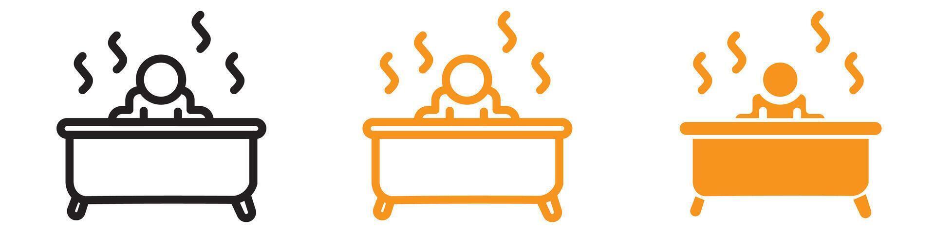 Relaxing Man in Jacuzzi Icon for Spa and Wellness Graphics Perfect for Representing Relaxation and Spa Services vector