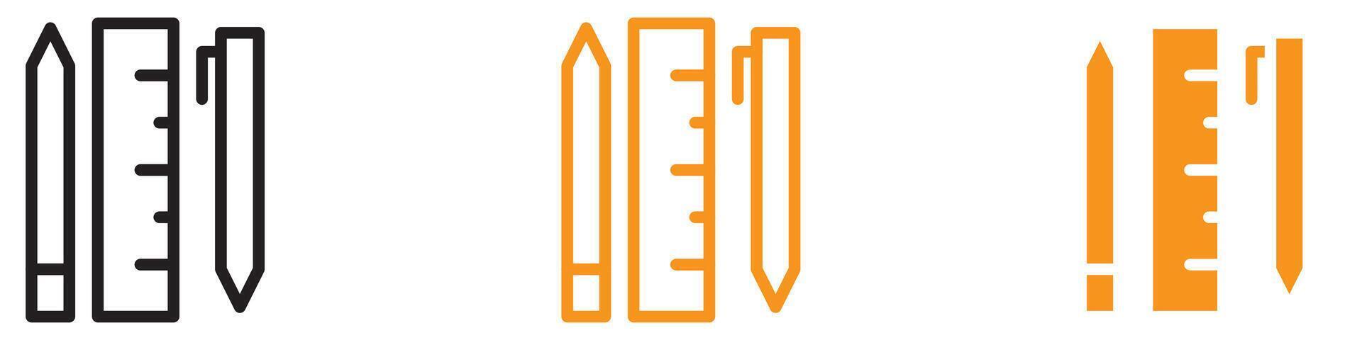 Measurement Ruler Pencil and Pen Icon for Education and Office Supplies Graphics Ideal for Representing Measuring Tools and Writing Instruments vector