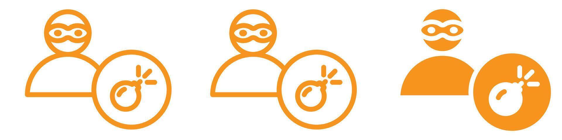 Dangerous Terrorist with a Bomb Icon for Security and Safety Graphics Essential for Representing Terrorism Threats and Security Alerts vector