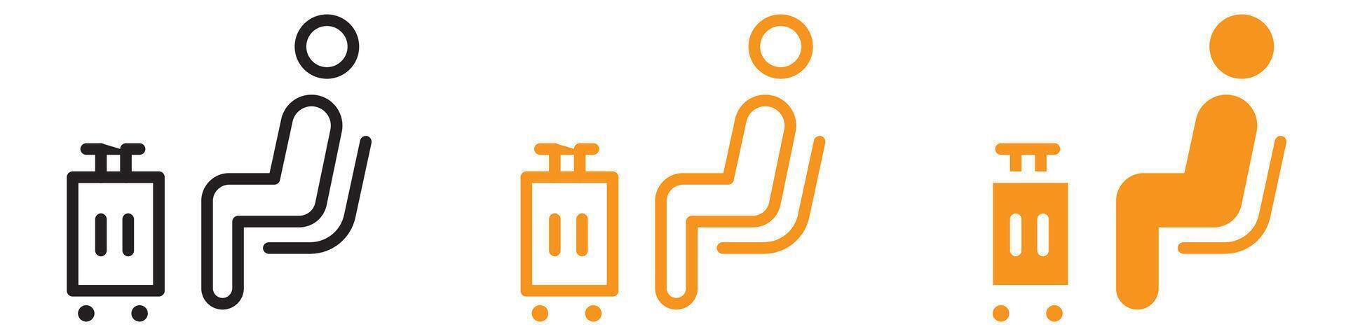 Relaxing Traveler Sitting in the Airport Lounge Icon for Travel and Hospitality Graphics Perfect for Representing Airport Lounges and Travel Relaxation vector