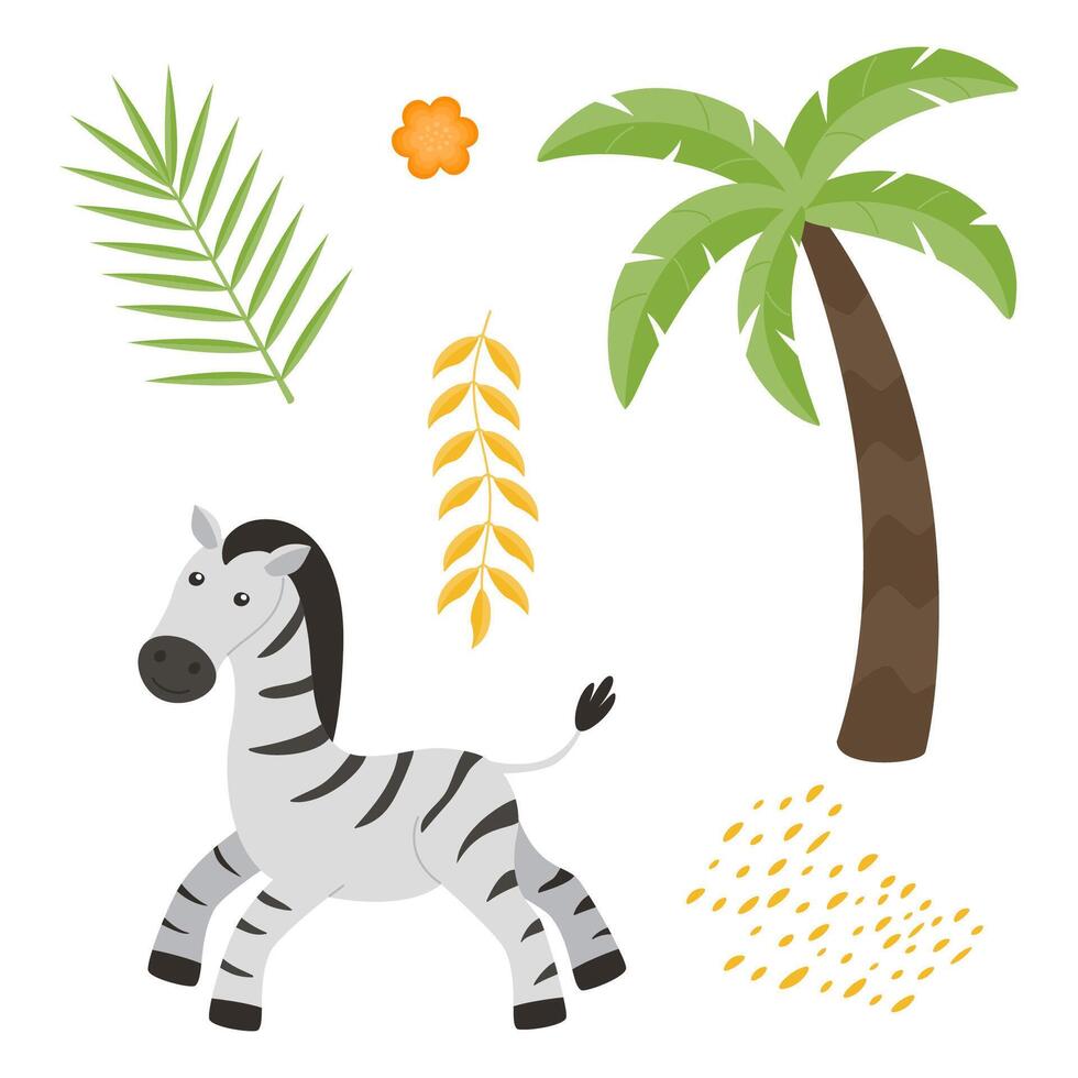 Cute childrens animals set isolated on a white background. vector