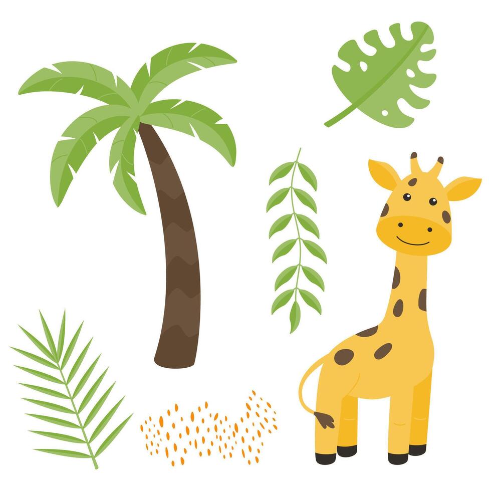 Cute childrens animals set isolated on a white background. vector