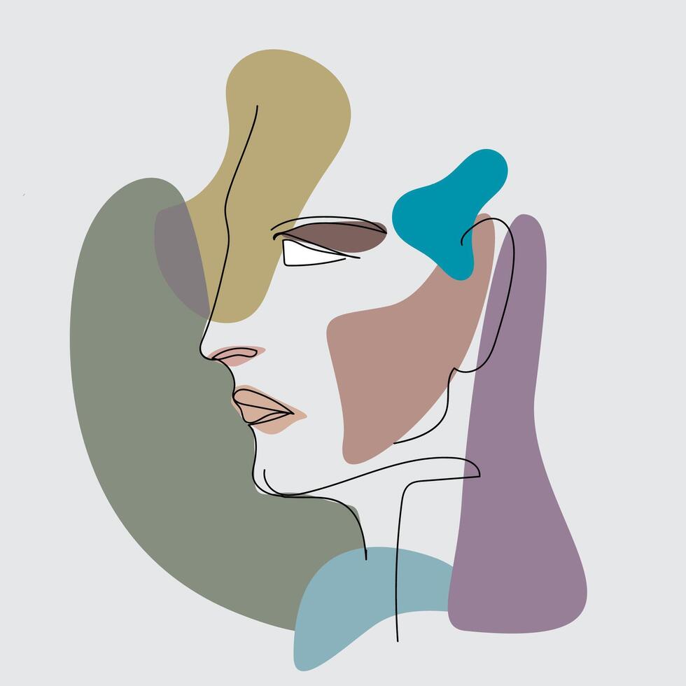single black line man portrait black and multi color background vector