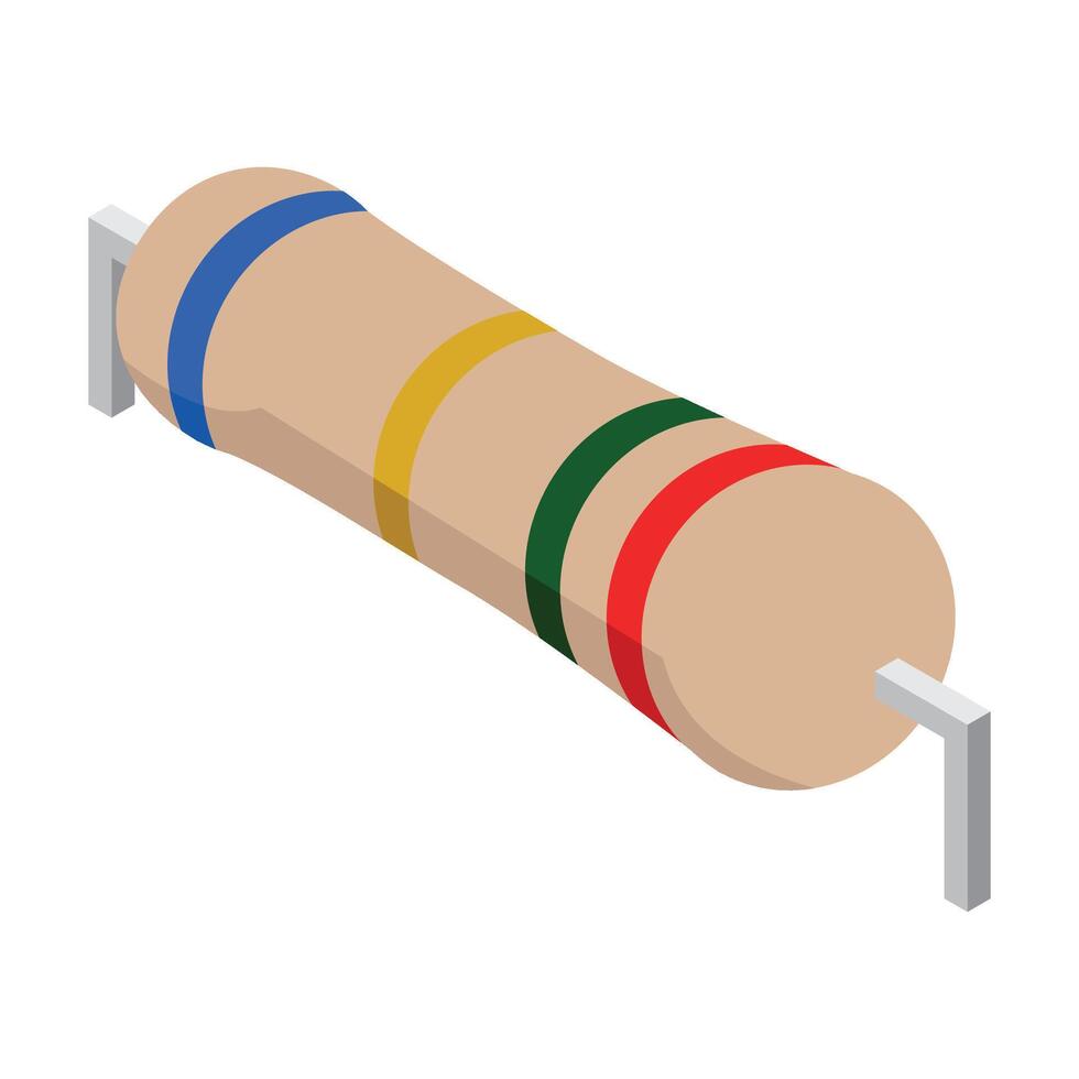Resistor electronic component. Resistor icon. Isometric resistor. Isometric electronic component. illustration vector