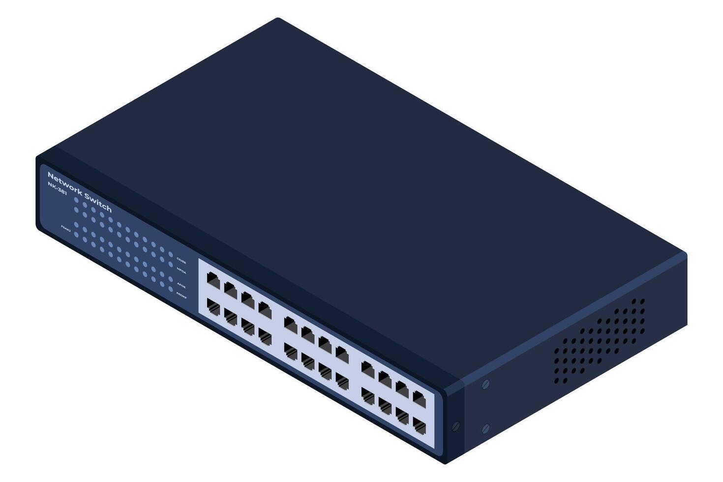 Isometric switch. Networking ethernet switch. Realistic isometric switch. Network technology. illustration vector