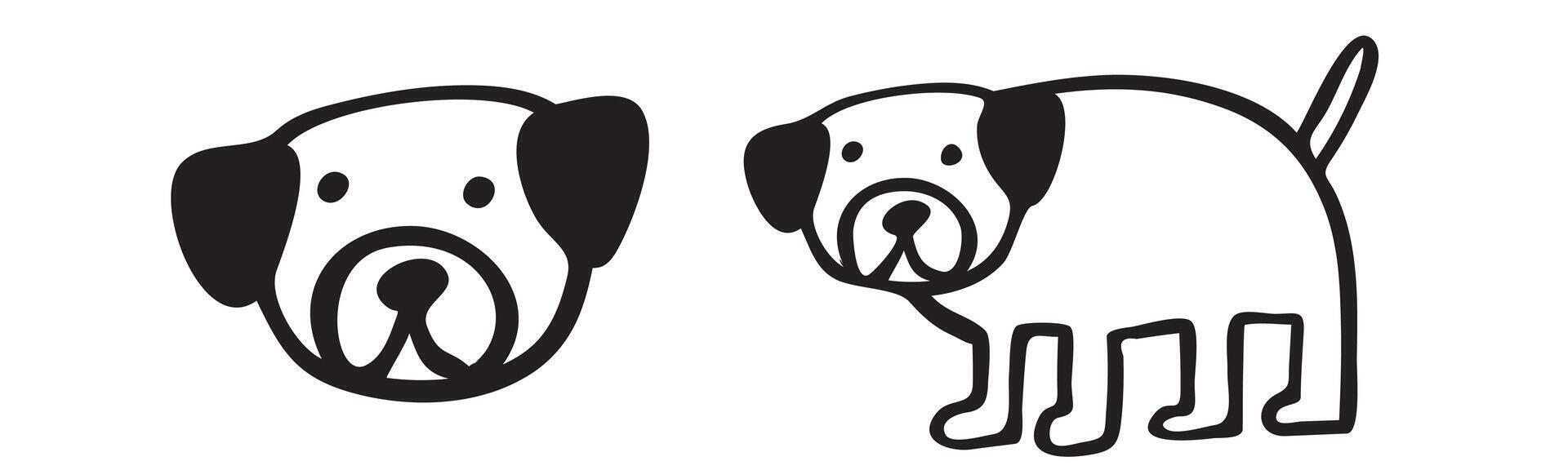 Cute dog. Simple outline illustration. Hand drawn design on white background. vector