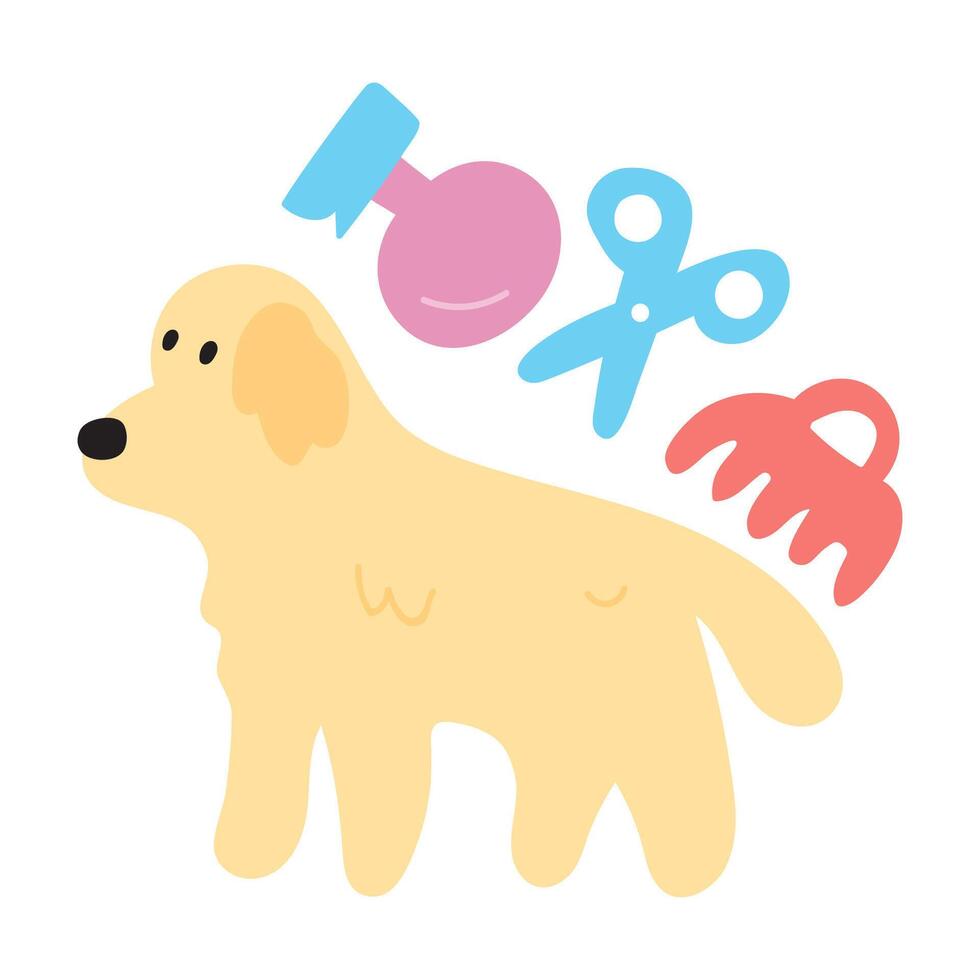 Cute dog. Grooming concept. Flat illustration on white background. vector
