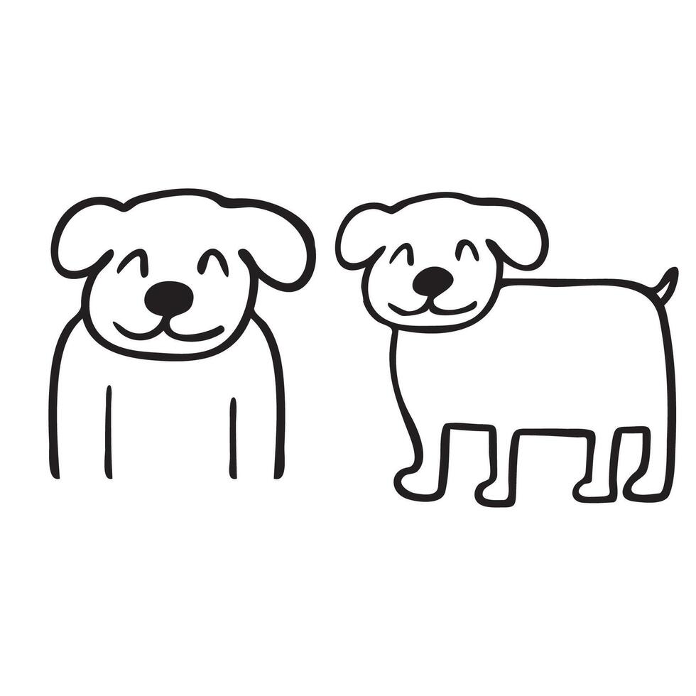 Cute happy smiling dog. Simple outline design. Hand drawn illustration on white background. vector