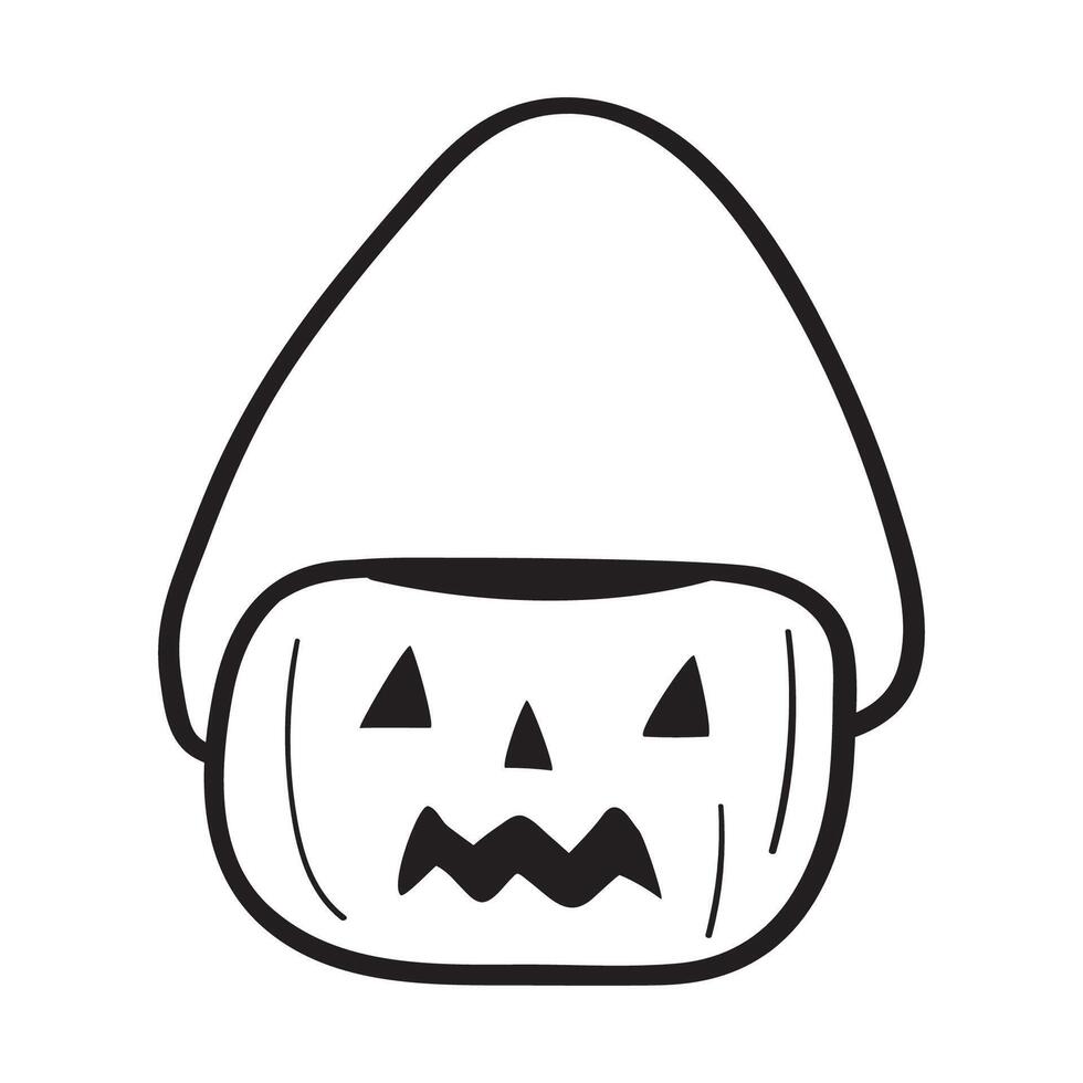 Scary Halloween basket. Outline icon. illustration on white background. vector