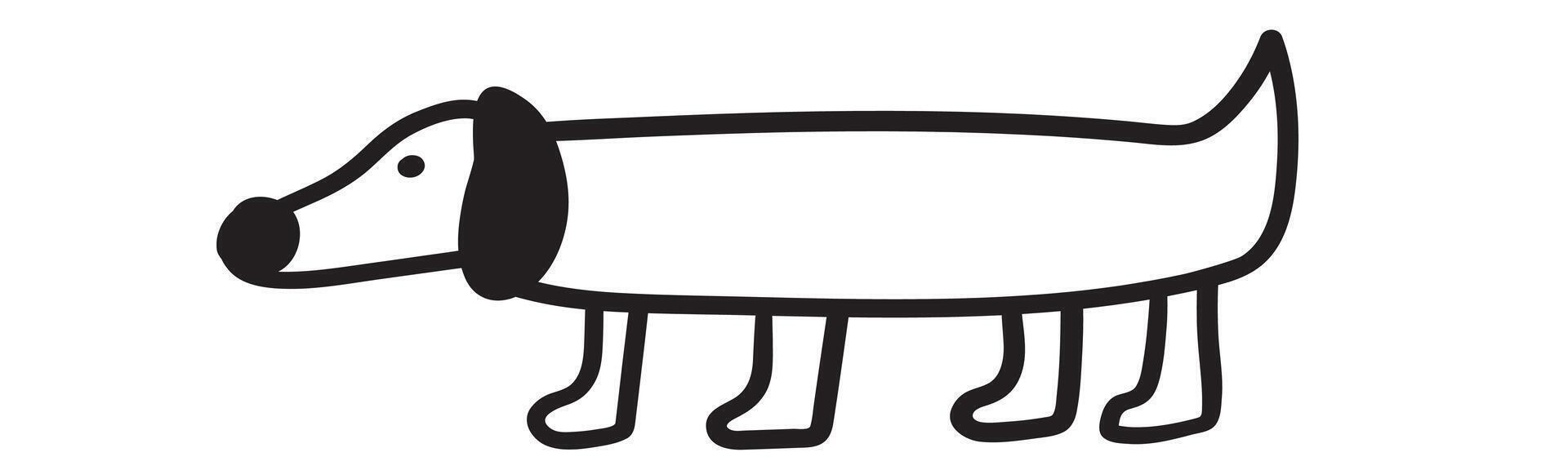 Outline design - dachshund. design. Hand drawn illustration on white background. vector