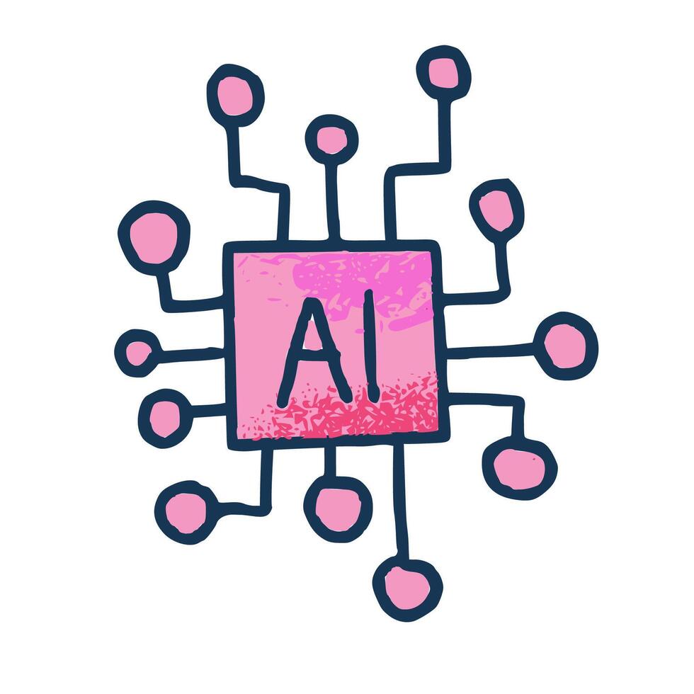 AI sign. illustration in doodle style. vector