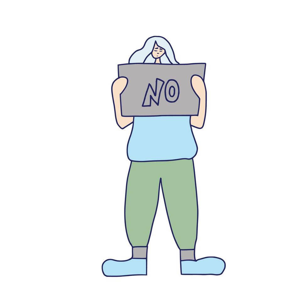 protest people holding blanks of placard. vector