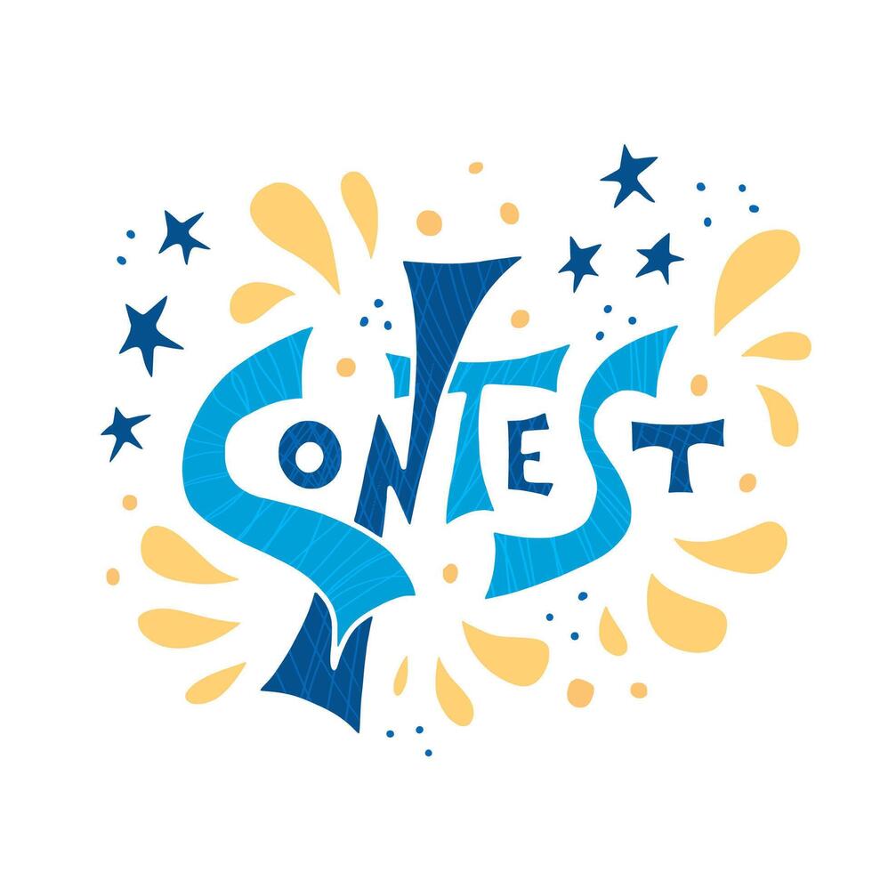 Contest text. Hand drawn word. illustration. vector