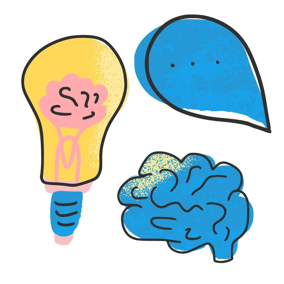 Cognitive science concept. Set of elements. vector