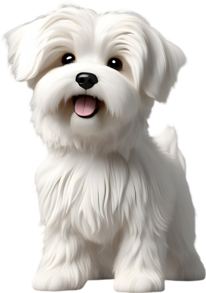 Adorable Fluffy Havanese Dog Cartoon clipart illustration. AI-generated. png