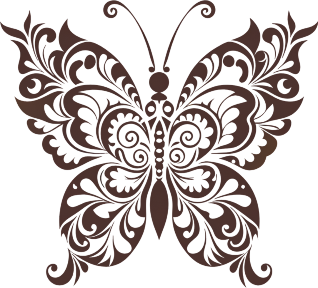 Vibrant damask butterfly stencil clipart adds elegant flair. AI-generated. png
