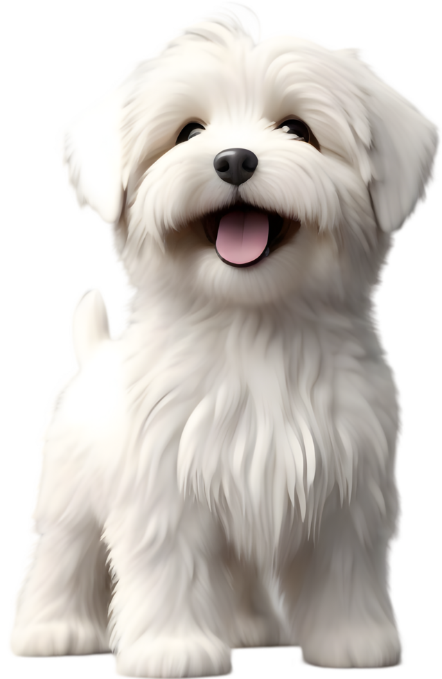Adorable Fluffy Havanese Dog Cartoon clipart illustration. AI-generated. png