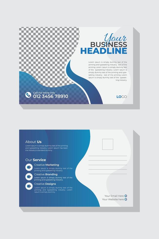 Corporate postcard, business postcard, professional postcard design for your business. Innovative and vibrant design for a double-sided postcard vector