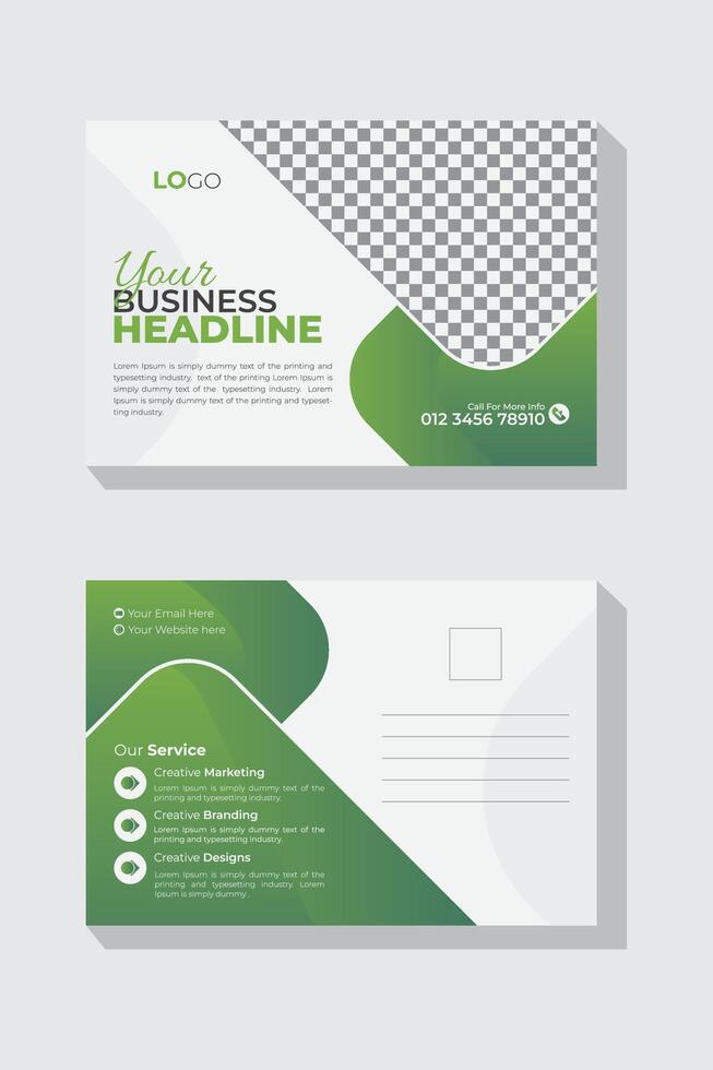 Creative modern corporate business postcard design template, business postcard template, professional postcard design for your business. Marketing postcard template vector