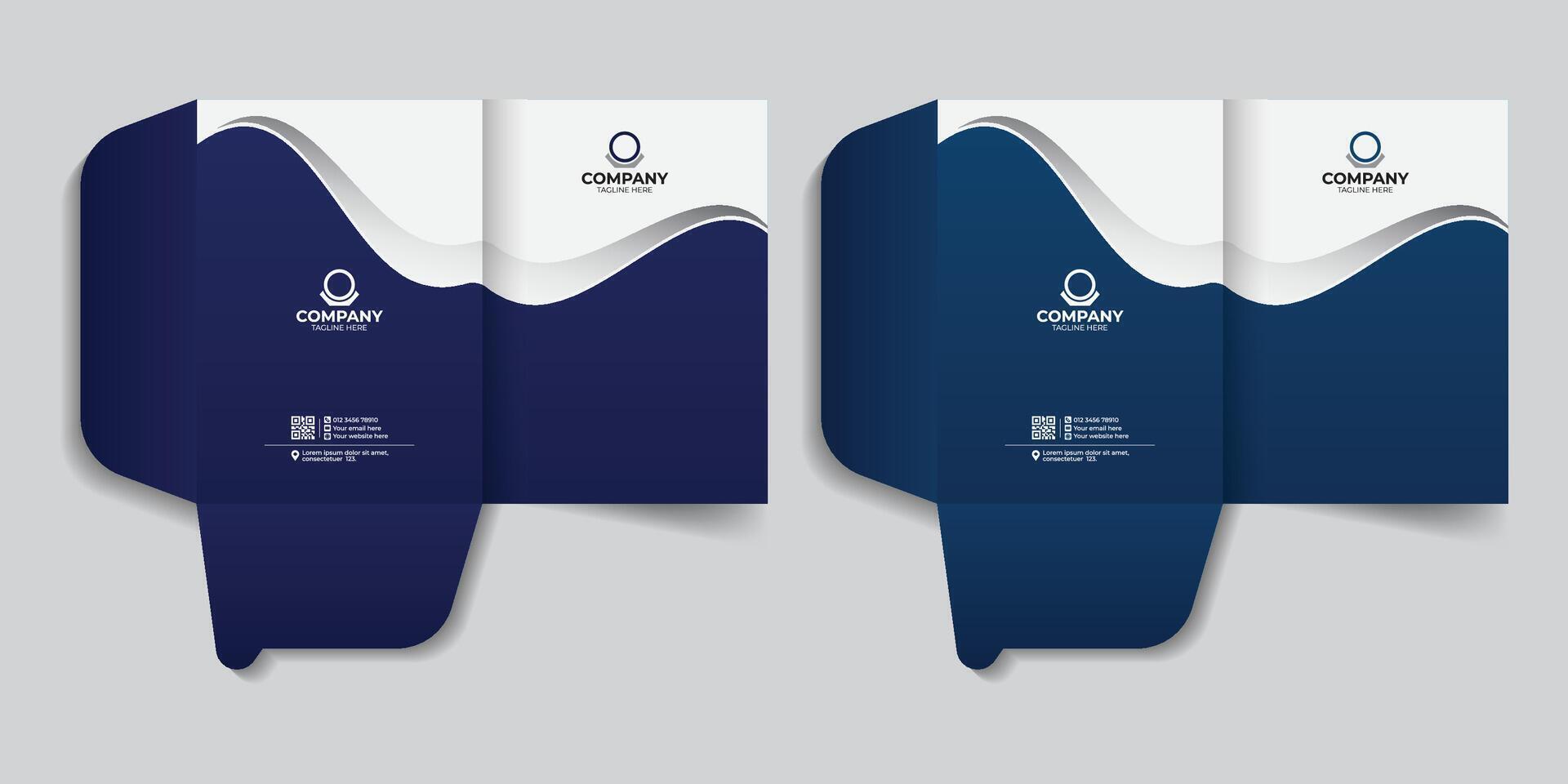 Report cover and file folder design with dark blue gradient color. For your business, business document folder, report cover and presentation folder template design. vector