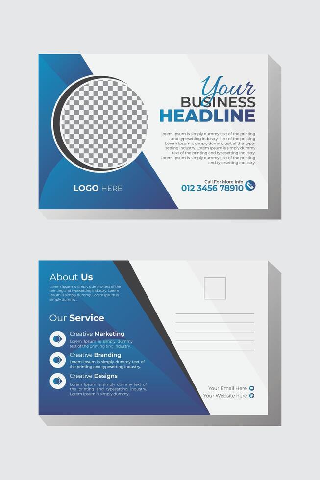Business friendly and contemporary postcard template inventive, Marketing agency postcard template, marketing postcard, postcard flyer Template vector