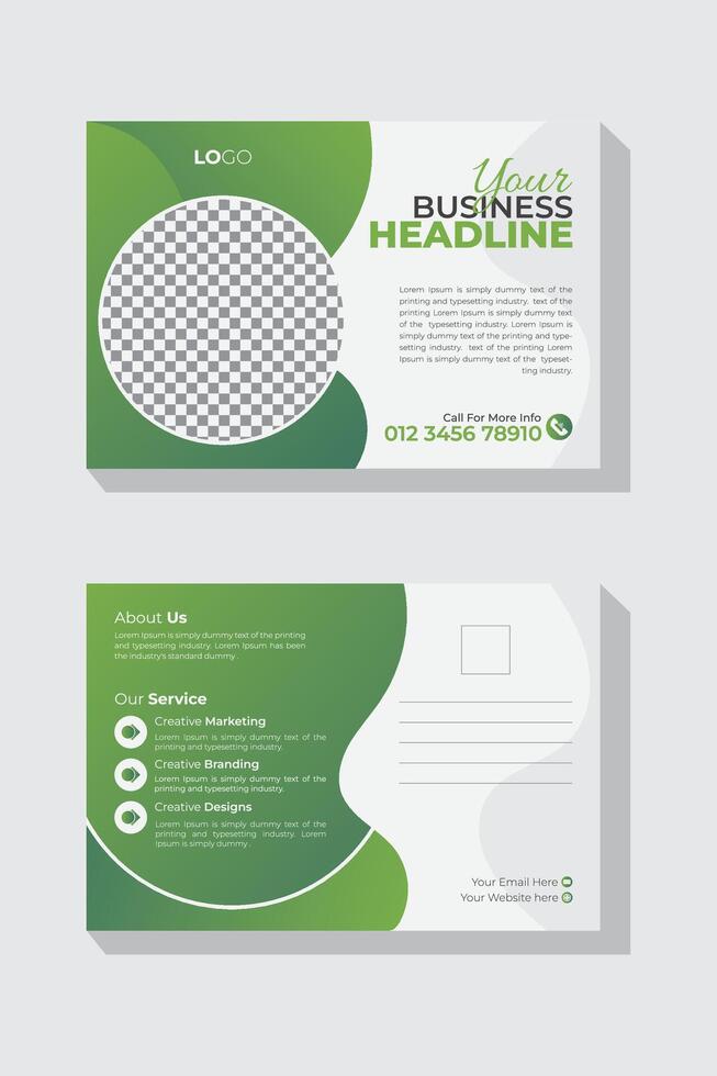 Corporate postcard, business postcard, professional postcard design for your business. Innovative and vibrant design for a double-sided postcard vector