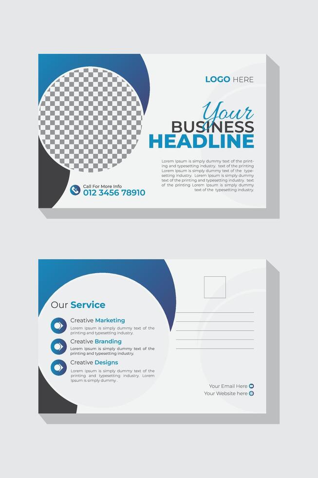 Business friendly and contemporary postcard template inventive, Marketing agency postcard template, marketing postcard, postcard flyer Template vector