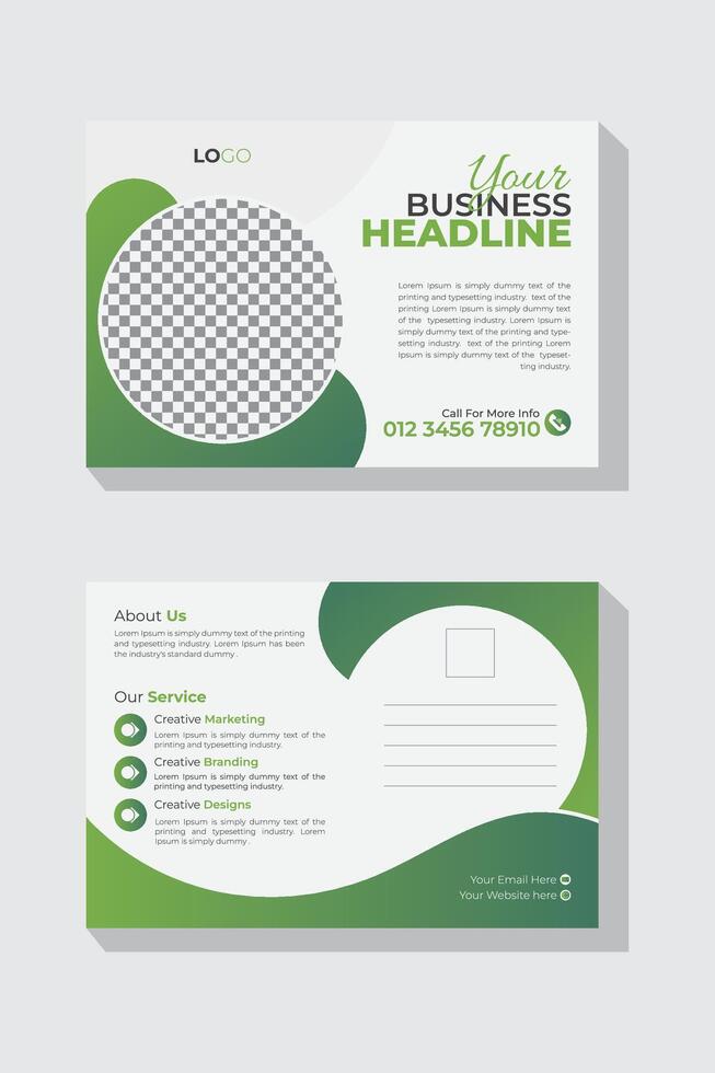 Corporate postcard, business postcard, professional postcard design for your business. Innovative and vibrant design for a double-sided postcard vector